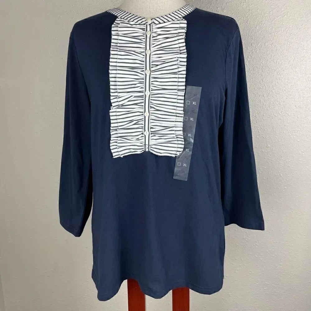 NWT Liz Claiborne Navy Blue Top Size XL